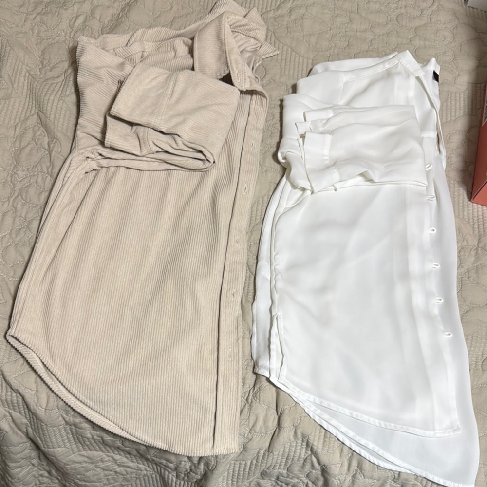Bundle of Cream light jacket and Silky White button up shirt